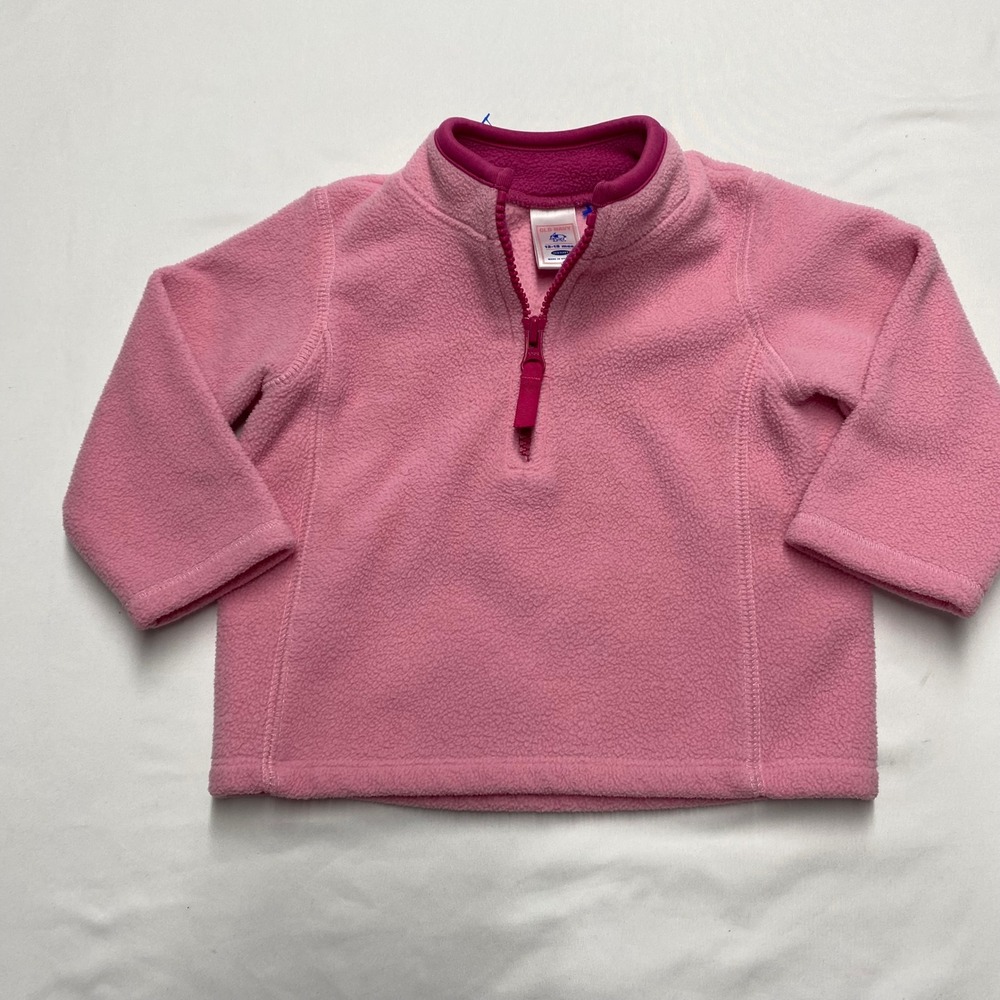 Old Navy Baby Girl Pink Quarter Zip Fleece Pullover Mock Neck 12-18 Months